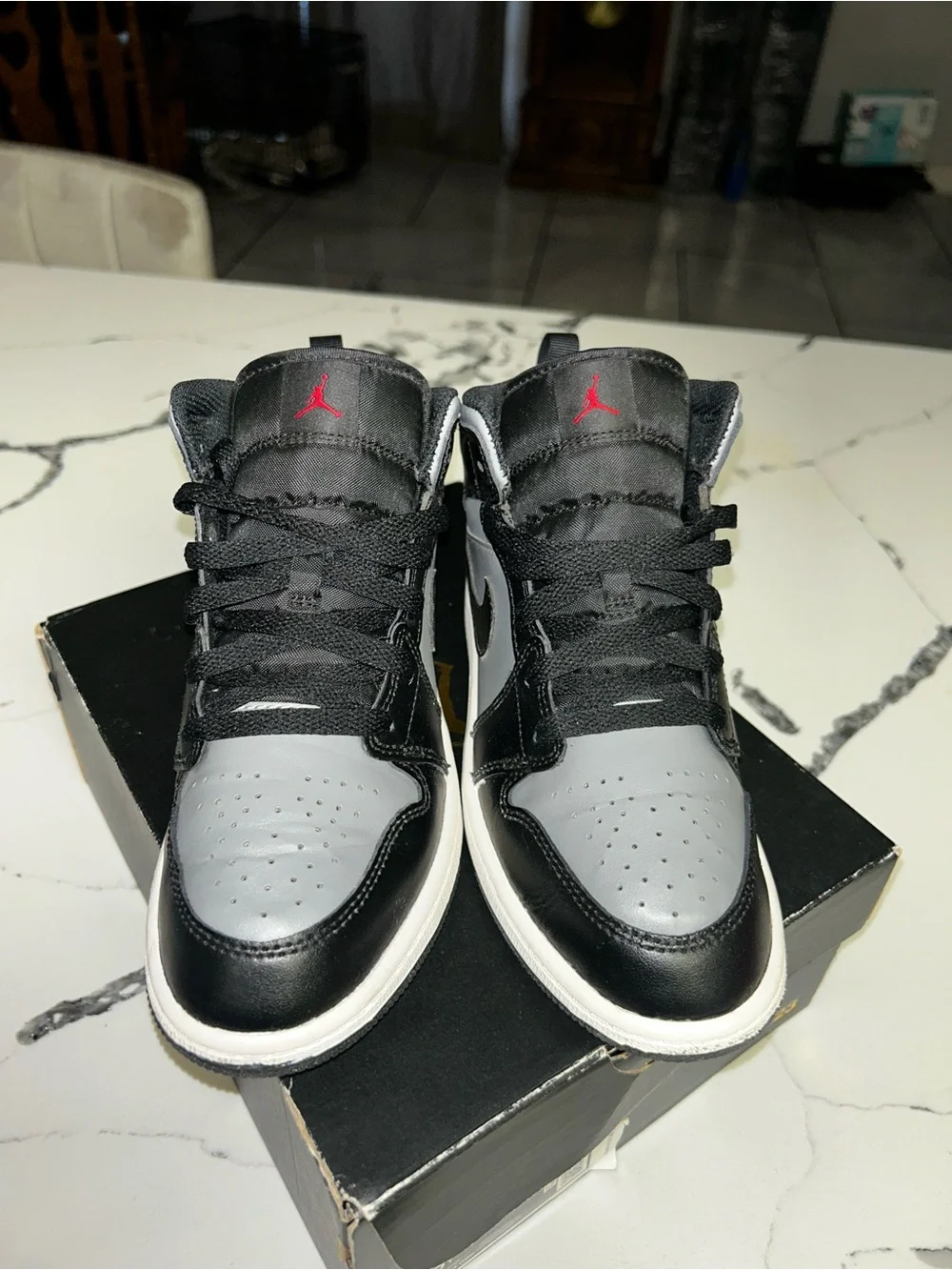 Jordan Kids High-Top Sneakers in Black, Gray & Red